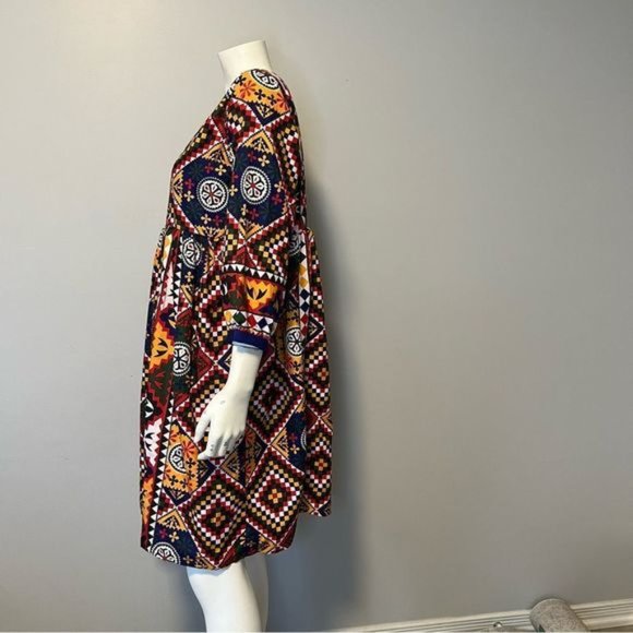 Hand Crafted Quilted Patchwork Printed Dress Bold Bright color One size - Picture 13 of 14